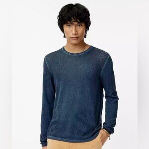 Agave Lux Robson Blue Distressed Lightweight Crewneck Sweater Size L